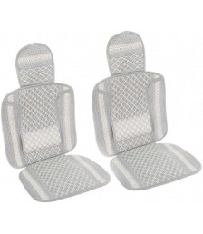 طقم غطاء كتان لمقاعد السيارة - قطعتين - رمادي وابيض