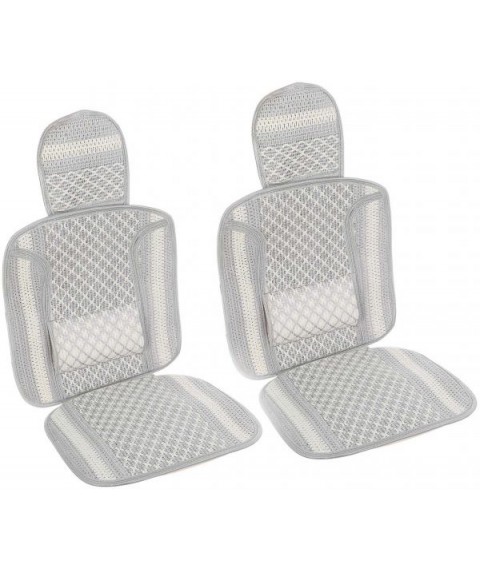 طقم غطاء كتان لمقاعد السيارة - قطعتين - رمادي وابيض