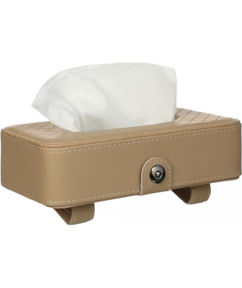 علبة مناديل جلد - بيج