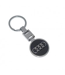 ميداليه مفاتيح سياره أودي من المعدن المطلى نيكل لامع لوجو على الوجهين