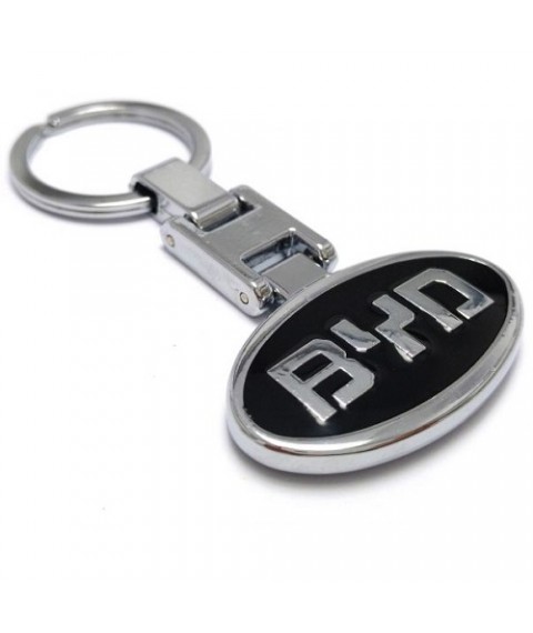 ميداليه مفاتيح سياره بي واي دي من المعدن المطلى نيكل لامع لوجو على الوجهين