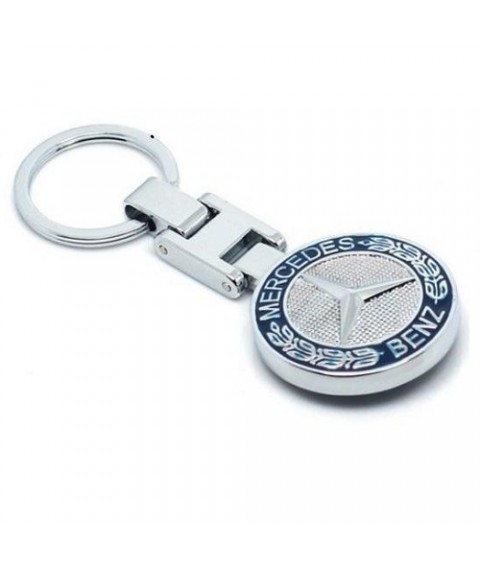 ميداليه مفاتيح سياره مرسيدس من المعدن المطلى نيكل لامع لوجو على الوجهين