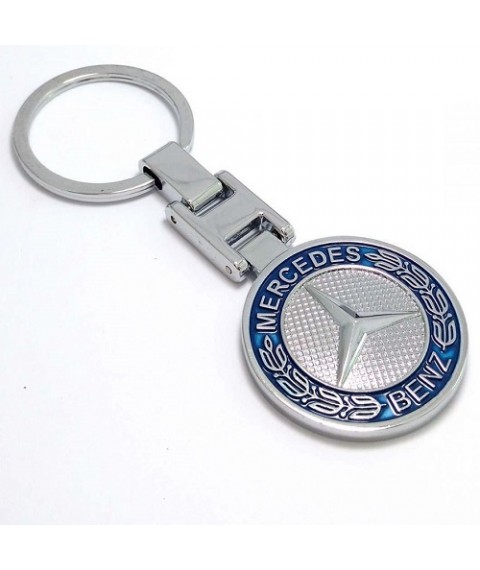 ميداليه مفاتيح سياره مرسيدس من المعدن المطلى نيكل لامع لوجو على الوجهين