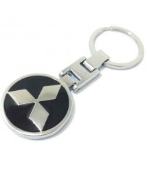 ميداليه مفاتيح سياره ميتسوبيشي من المعدن المطلى نيكل لامع لوجو على الوجهين