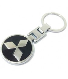 ميداليه مفاتيح سياره ميتسوبيشي من المعدن المطلى نيكل لامع لوجو على الوجهين