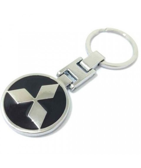 ميداليه مفاتيح سياره ميتسوبيشي من المعدن المطلى نيكل لامع لوجو على الوجهين