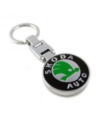 ميداليه مفاتيح سياره سكودا من المعدن المطلى نيكل لامع لوجو على الوجهين