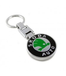 ميداليه مفاتيح سياره سكودا من المعدن المطلى نيكل لامع لوجو على الوجهين