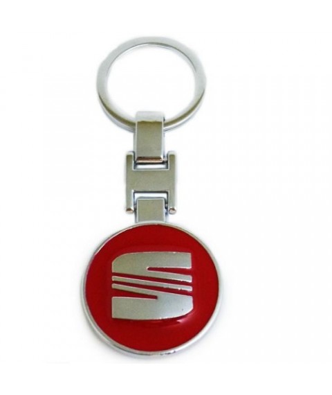 ميداليه مفاتيح سياره سيات من المعدن المطلى نيكل لامع لوجو على الوجهين