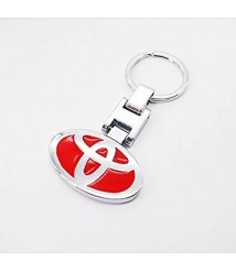 ميداليه مفاتيح سياره تويوتا من المعدن المطلى نيكل لامع لوجو على الوجهين