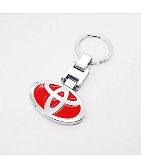 ميداليه مفاتيح سياره تويوتا من المعدن المطلى نيكل لامع لوجو على الوجهين