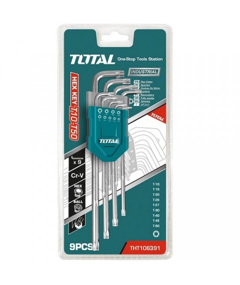 طقم 9 قطع مفتاح النكيه نجمة متعدد المقاسات توتال THT106391