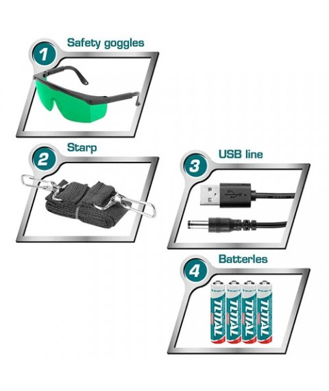 ميزان ليزر 5 خط 30 متر اخضر من توتال TLL306505 