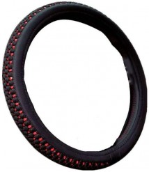 غطاء عجلة قيادة سيارة من النايلون غير قابل للانزلاق اسود *احمر