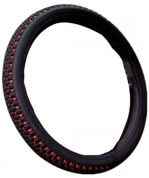 غطاء عجلة قيادة سيارة من النايلون غير قابل للانزلاق اسود *احمر