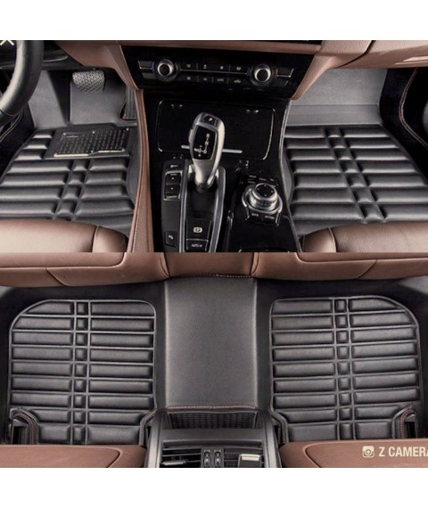 طقم دواسات5D هيونداى اكسنت 2006:2009 للسيارة 3 قطع - اسود