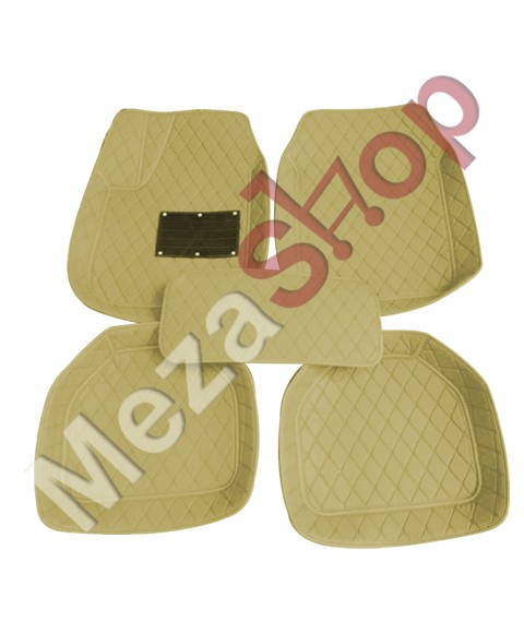 دواسات 7D لجميع انواع السيارات يونيفرسال خمس قطع - لون بيج