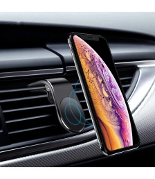 حامل مغناطيسي على شكل حرف L يثبت على فتحة تهوية السيارة  للهواتف الذكية اللون اسود 