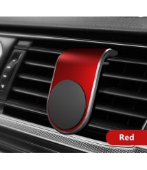 حامل مغناطيسي على شكل حرف L يثبت على فتحة تهوية السيارة  للهواتف الذكية اللون احمر 