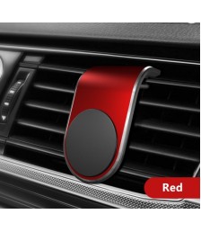حامل مغناطيسي على شكل حرف L يثبت على فتحة تهوية السيارة  للهواتف الذكية اللون احمر 