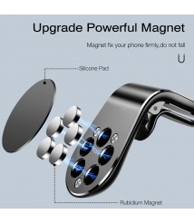 حامل مغناطيسي على شكل حرف L يثبت على فتحة تهوية السيارة  للهواتف الذكية اللون احمر 