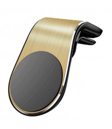 حامل مغناطيسي على شكل حرف L يثبت على فتحة تهوية السيارة  للهواتف الذكية اللون ذهبي 