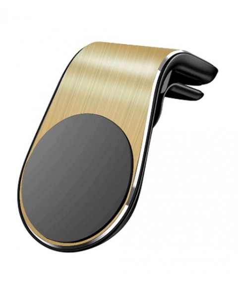 حامل مغناطيسي على شكل حرف L يثبت على فتحة تهوية السيارة  للهواتف الذكية اللون ذهبي 