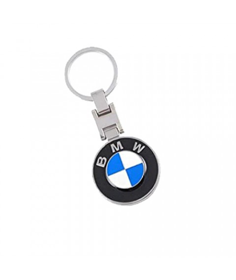 ميداليه مفاتيح سياره بى ام دبليو من المعدن المطلى نيكل لامع لوجو على الوجهين