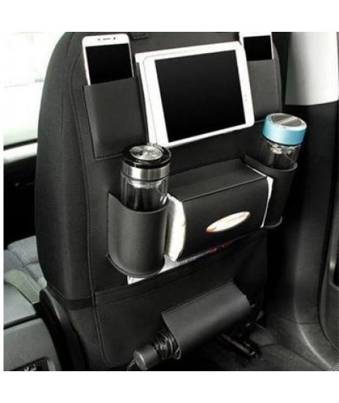 منظم كرسى لجميع السيارات  جلد  اللون اسود