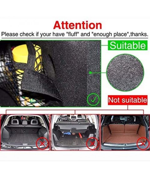 شبكة تخزين صندوق السيارة ، قطعة من شبكة تخزين شنطة السيارة ، منظم وملصق جداري شبكى من النايلون إضافة إلى حقيبة السيارة