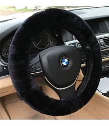 غطاء عجلة قيادة السيارة في الشتاء من الفرو  الناعم اللون الأسود 