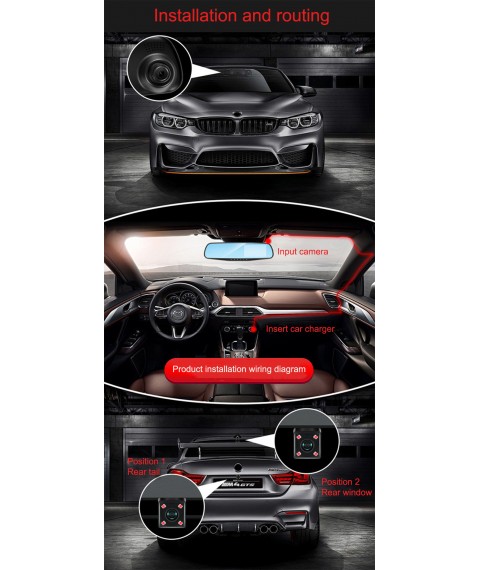 مراة سيارة بكاميرا امامية DVR بشاشة ال سي دي 4.3  بوصة مع كاميرا خلفية لمساندة عملية رجوع السيارة للخلف