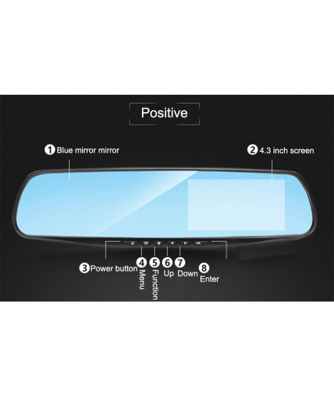 مراة سيارة بكاميرا امامية DVR بشاشة ال سي دي 4.3  بوصة مع كاميرا خلفية لمساندة عملية رجوع السيارة للخلف