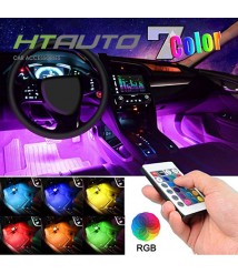 شريط ليد الدواسات/الصالون للسيارة - حساس موسيقى - ريموت كنترول - 8 الوان