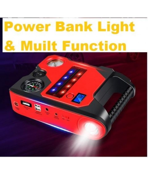 شاحن بطارية قوي للسيارة 4 في 1 بقوة 22000 مللي أمبير وكمبروسير هواء 