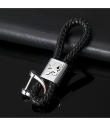 سلسلة مفاتيح جلد بشعار معدنى لسيارة بيجو