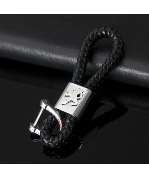 سلسلة مفاتيح جلد بشعار معدنى لسيارة بيجو