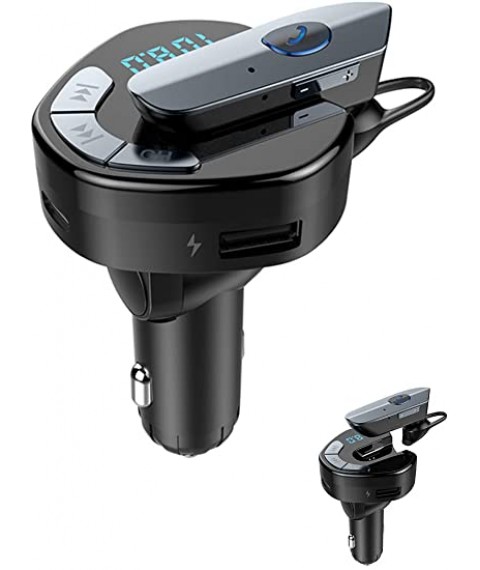 مشغل ام بي 3 للسيارة مع جهاز ارسال موجات اف ام، مع سماعة لاسلكية بلوتوث ومدخلين يو اس بي للشحن V8