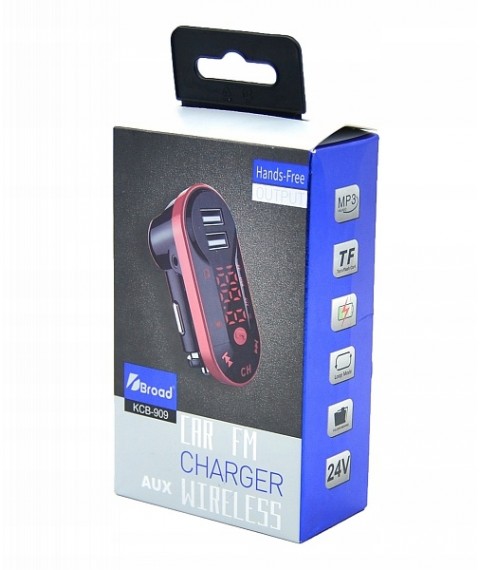 مشغل ام بي 3 للسيارة مع جهاز ارسال موجات اف ام، بتقنية بلوتوث ومدخلين يو اس بي للشحن  KCB-909