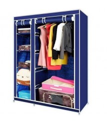 دولاب 2 درفة متعدد الاستخدام بغطاء قماش ازرق فاتح