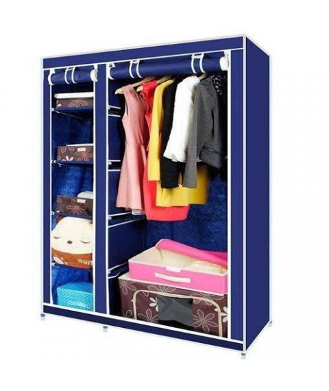 دولاب 2 درفة متعدد الاستخدام بغطاء قماش ازرق فاتح