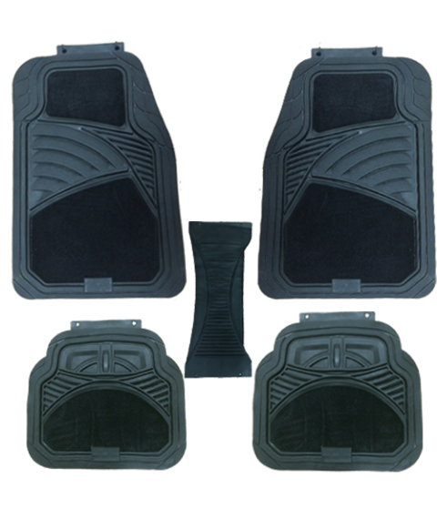 -طقم دواسات جلد * موكيت 5 قطع للسيارة- اسود