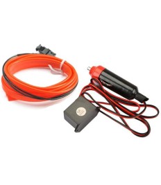 شريط إضاءة داخلية 3 متر لحواف ديكور السيارة يعمل على ولاعة السيارة - اللون احمر