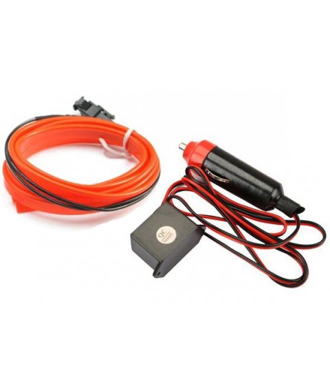 شريط إضاءة داخلية 3 متر لحواف ديكور السيارة يعمل على ولاعة السيارة - اللون احمر