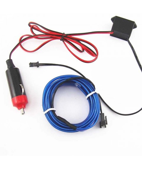 شريط إضاءة داخلية 3 متر لحواف ديكور السيارة يعمل على ولاعة السيارة - اللون أزرق