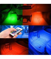 شريط ليد الدواسات/الصالون للسيارة - حساس موسيقى - ريموت كنترول - 8 الوان