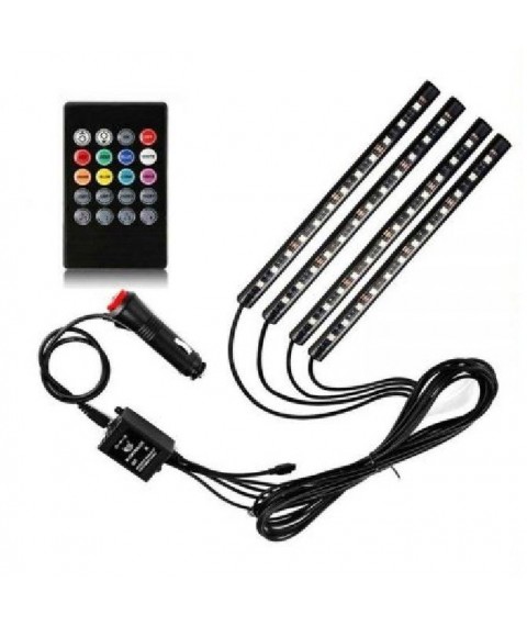 شريط ليد الدواسات/الصالون للسيارة - حساس موسيقى - ريموت كنترول - 8 الوان