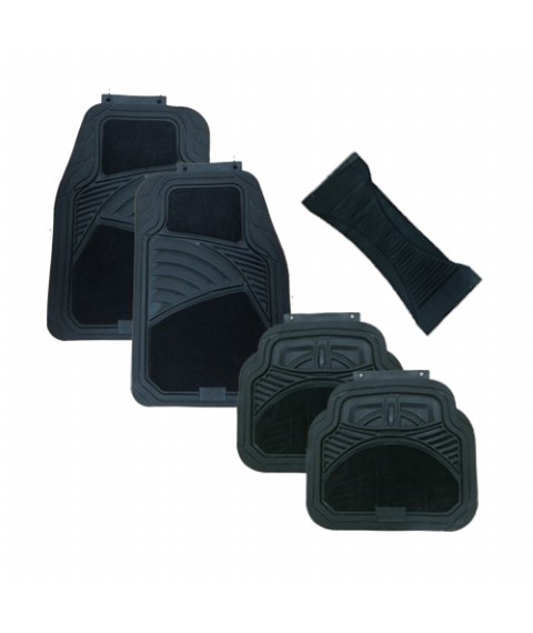-طقم دواسات جلد * موكيت 5 قطع للسيارة- اسود