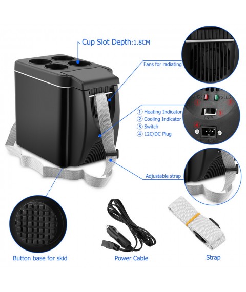 حافظة تبريد وتسخين للسيارة 6 لتر