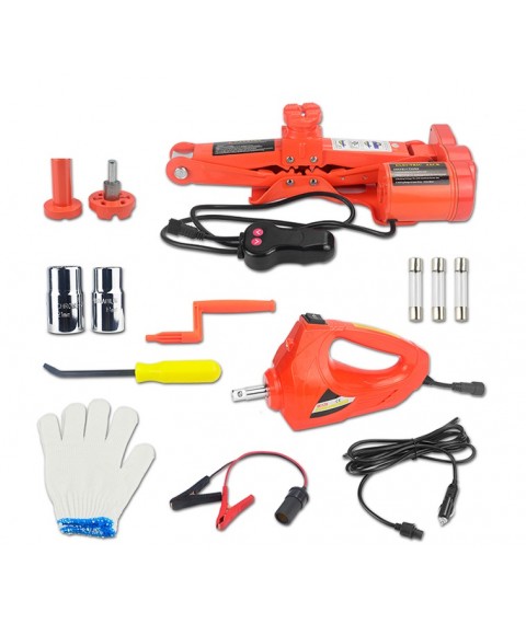 كوريك كهرباء بالريموت كنترول مع مفتاح عجل كهرباء لاطارات السيارة يعمل على الولاعة او بطارية السيارة - حمولة 2 طن